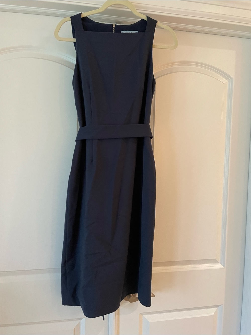 ANTONIO MELANI Navy Sleeveless Belted Midi Dress